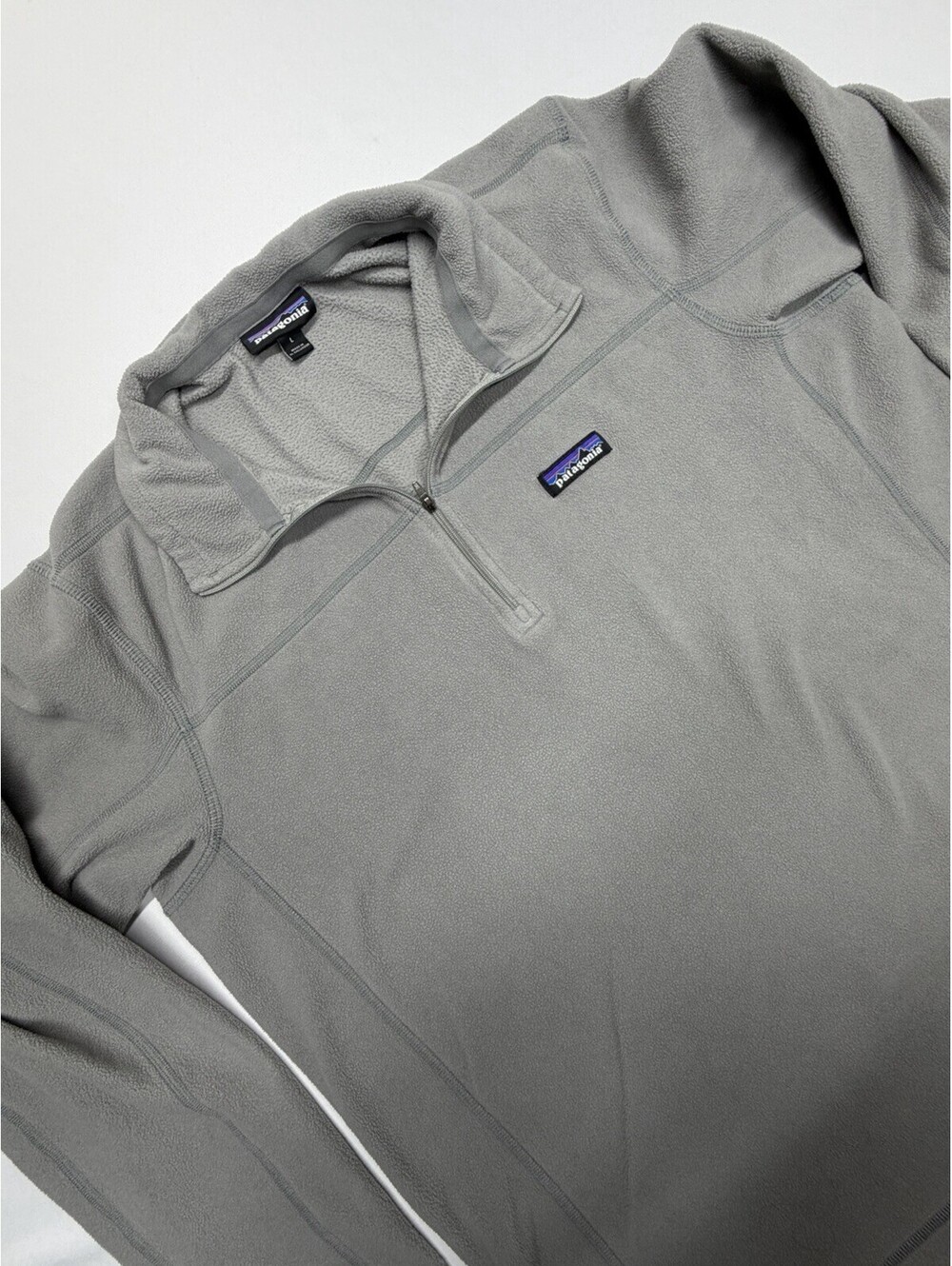 Patagonia Micro D Fleece Pullover Mens L Gray 1/4 Zip Lightweight Hiking Outdoor